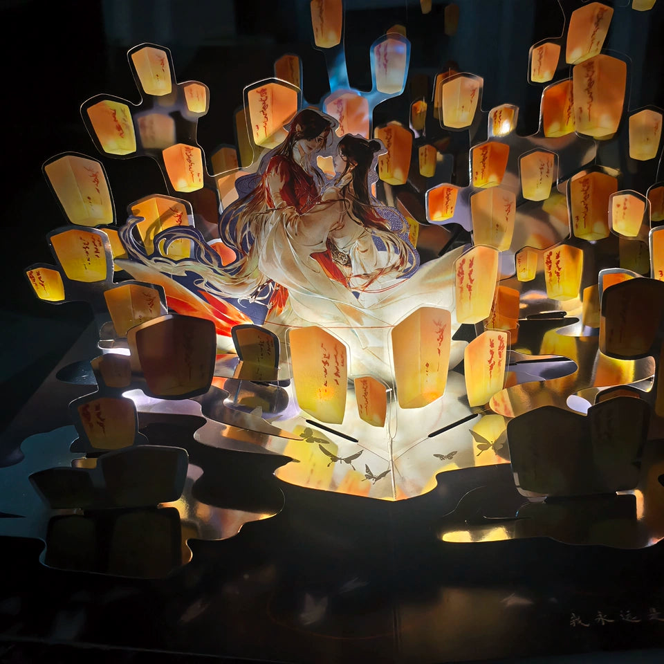 TGCF pop-up book lantern panorama illuminated in dark room