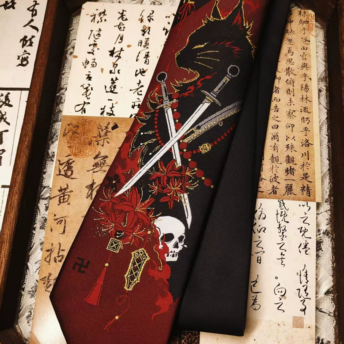 Where Winds Meet Sangengtian patterned necktie