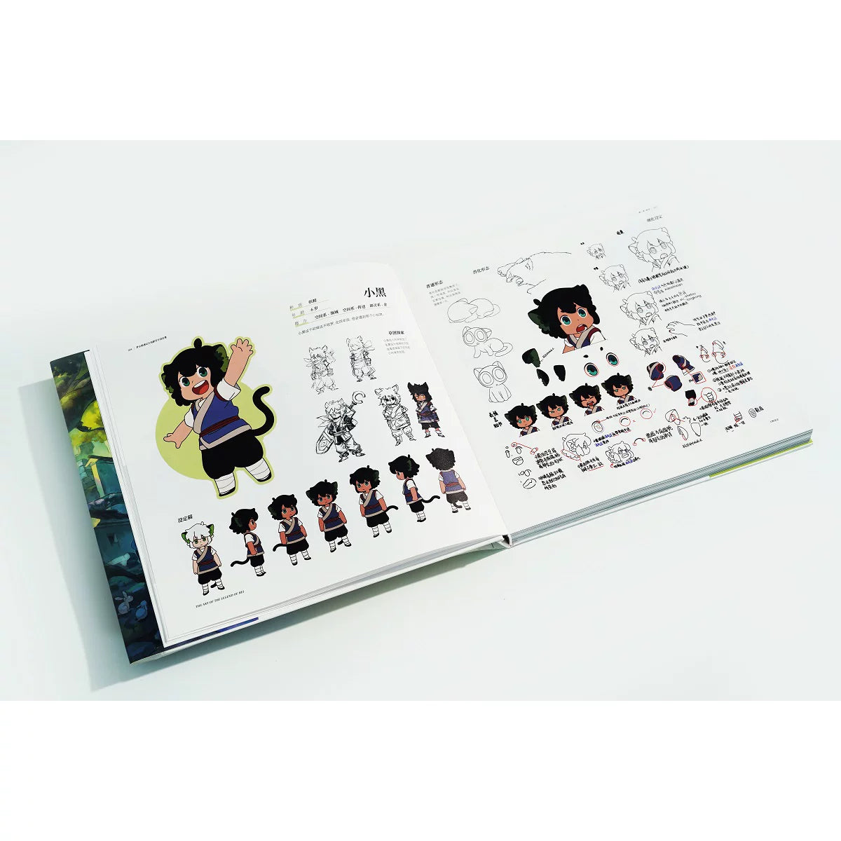 The Legend of Hei movie art setting book open to character design pages