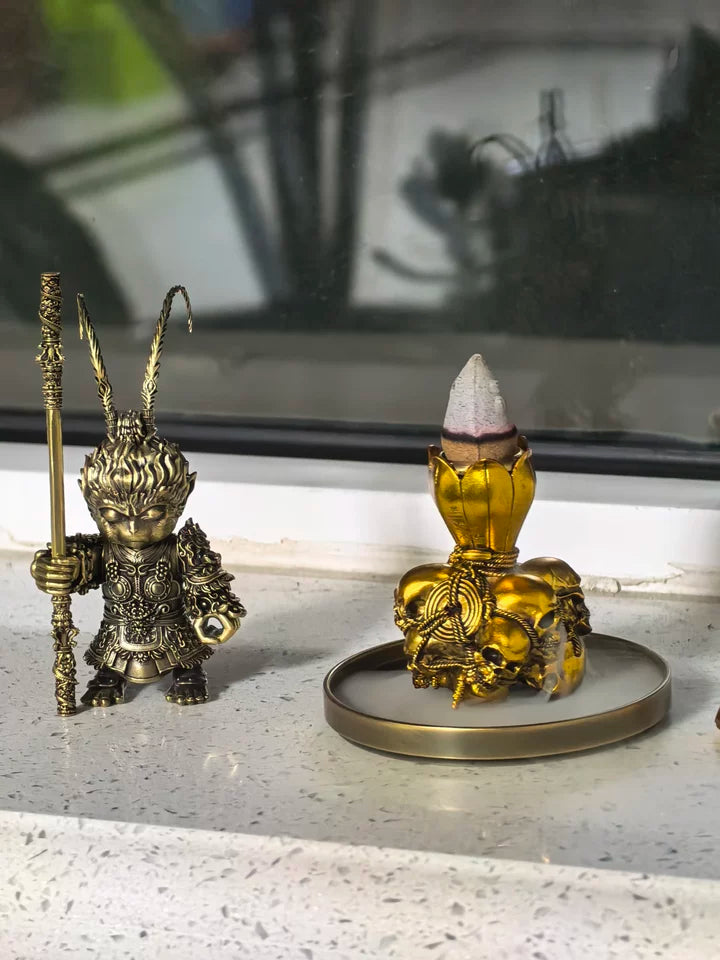 Official Black Myth: Wukong Five Ghosts Gourd Backflow Incense Holder - Imitation Gilded Finish