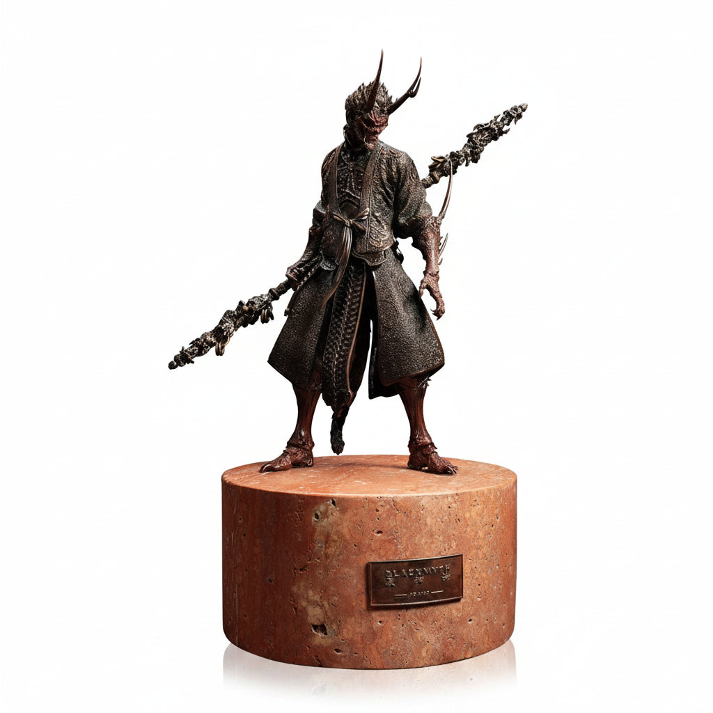 Black Myth: Wukong Destined One and Yaksha King 1/6 statue Destined One figure on round stone base, white background