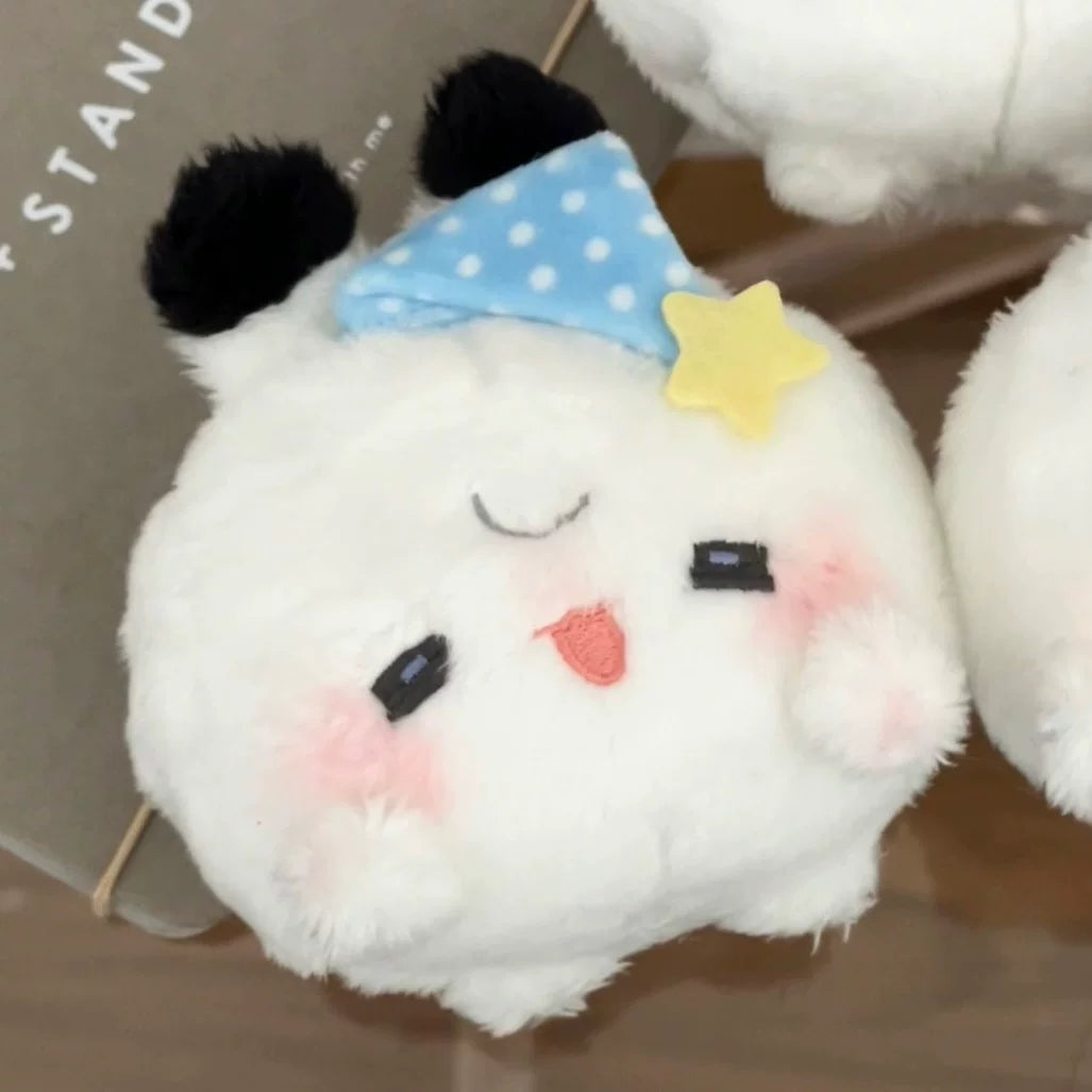 Love and Deepspace 3.15 inch animal plush charm white fluffy face with black horns and blue scarf