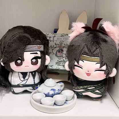 Where Winds Meet Jiuliu Mouse duo plush dolls displayed with tea set