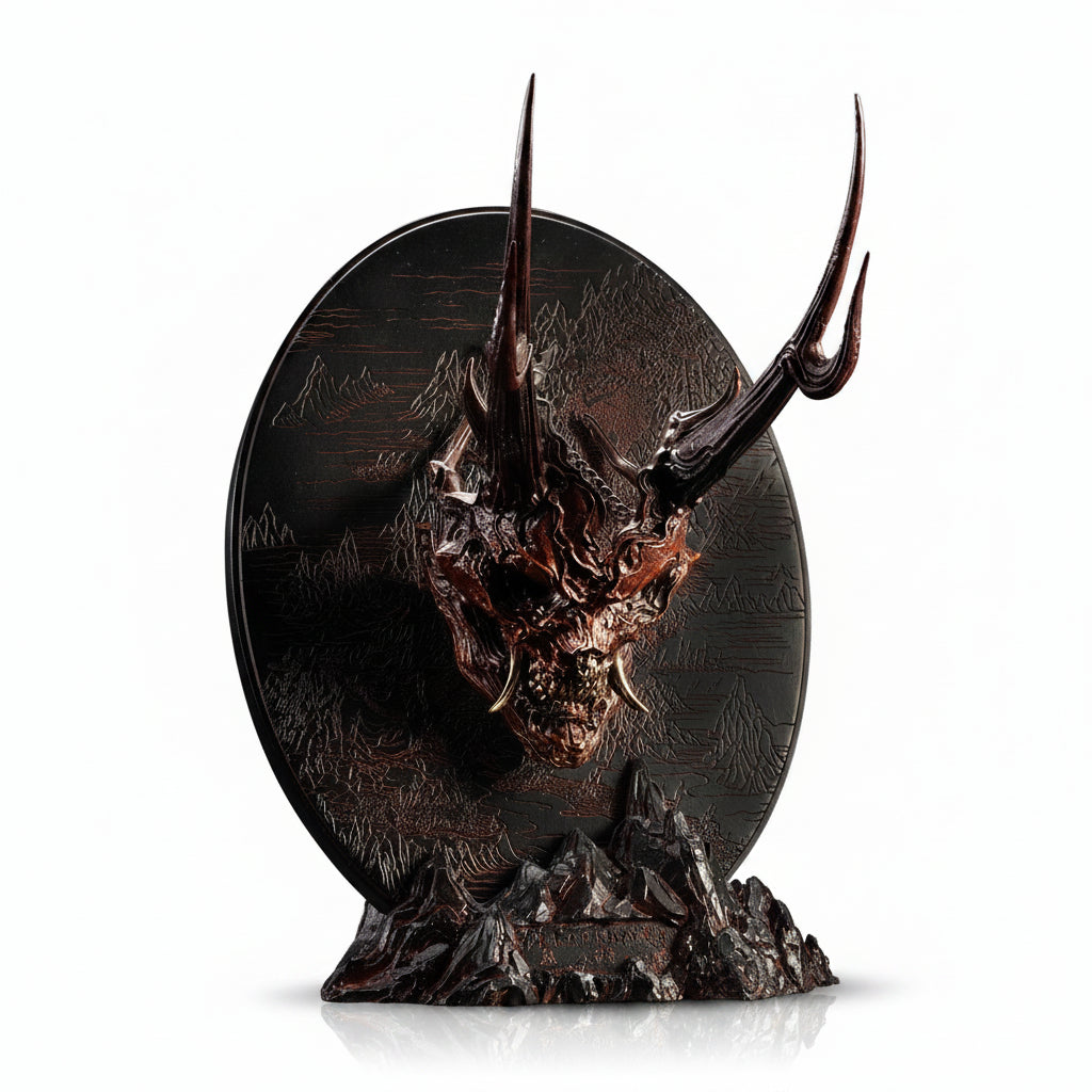 Black Myth: Wukong Wearied Yaksha Mask half-scale collectible front view on round backplate, white background