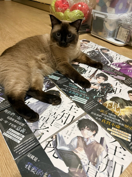 ORV Traditional Chinese novels cat resting on illustrated book covers