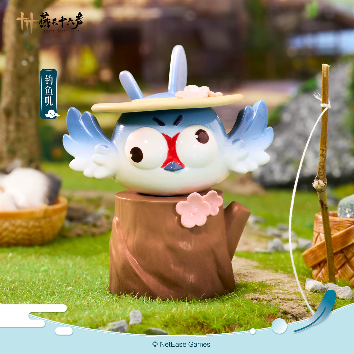 Where Winds Meet mini ceramic keycap straw hat design on bamboo base, promo shot