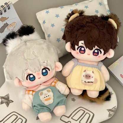 Love and Deepspace magnetic tail plush dolls pair in yellow dress and overalls