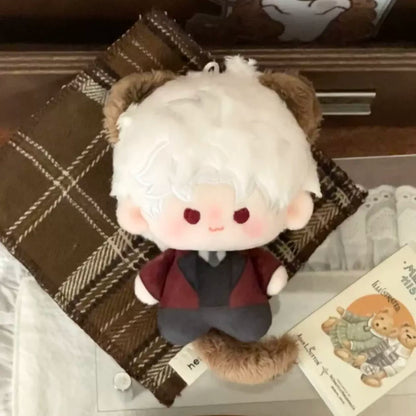 Love and Deepspace cat card plush charm white-haired cat in burgundy jacket