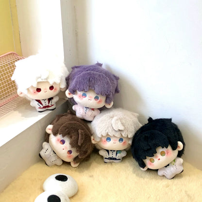 Love and Deepspace Printed plush dolls five dolls lined up on shelf