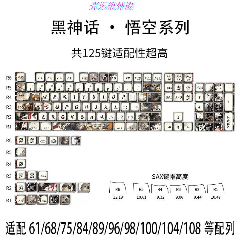 黑神话悟空主题键帽高颜值四面透光个性客制化热升华pbt键盘键帽