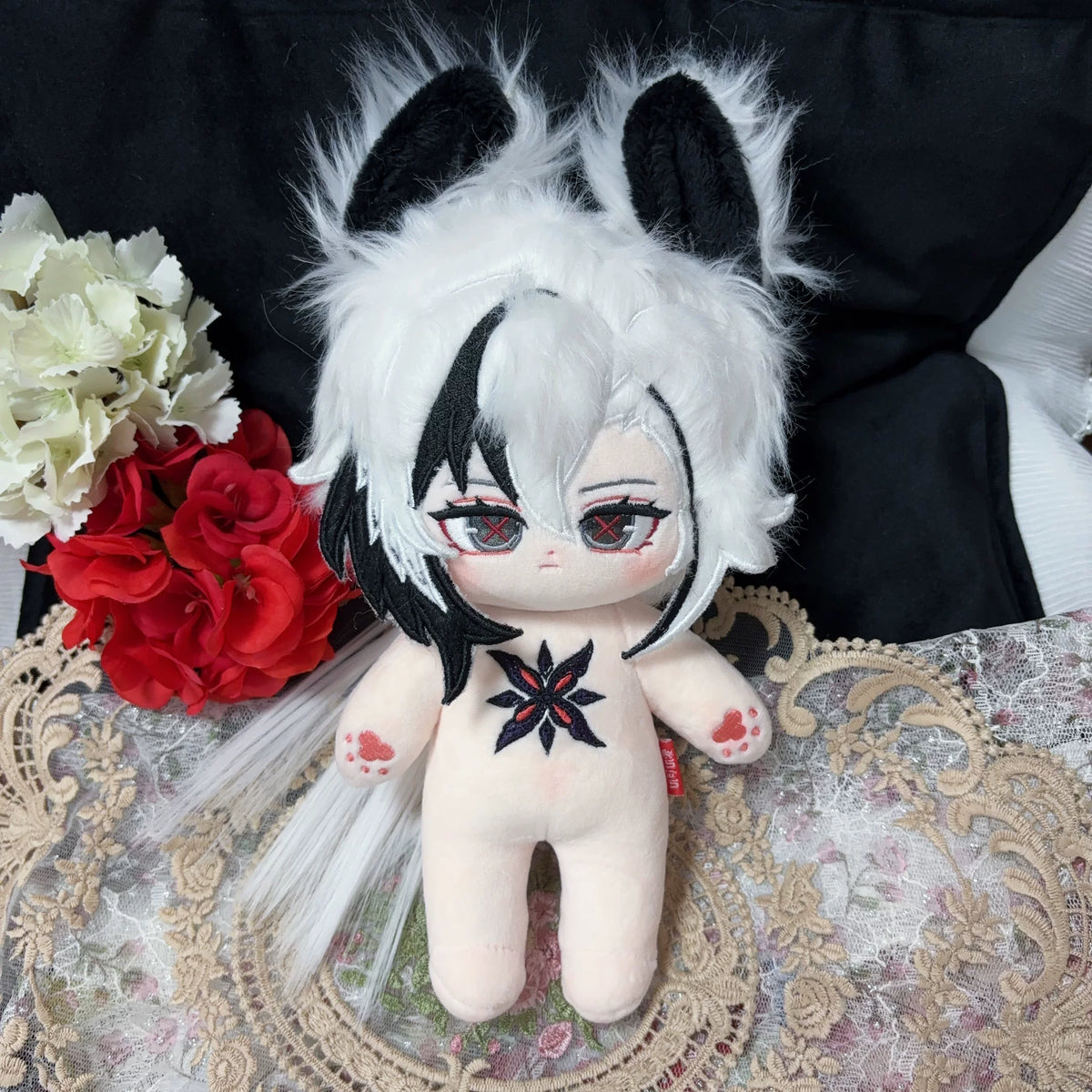 Genshin Impact Fan-Made Arlecchino 20 cm Cotton Plush Doll with Skeleton