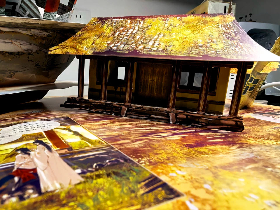 TGCF pop-up book dimensional wooden pavilion scene
