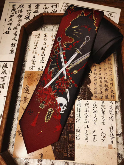 Where Winds Meet Fan-Made Sangengtian Patterned Necktie
