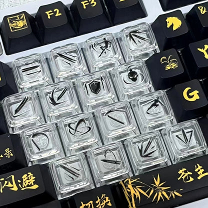 键设橘燕云十六声武学技无名九重九剑PC透明键帽