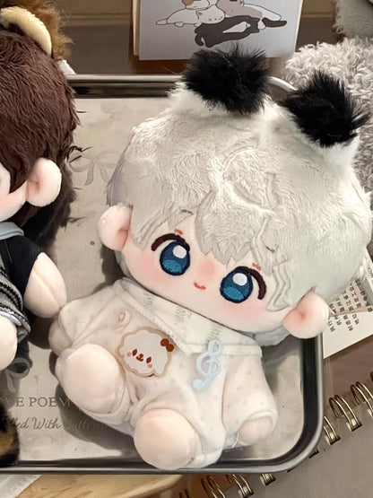 Love and Deepspace magnetic tail plush doll white hair in white outfit with black tail