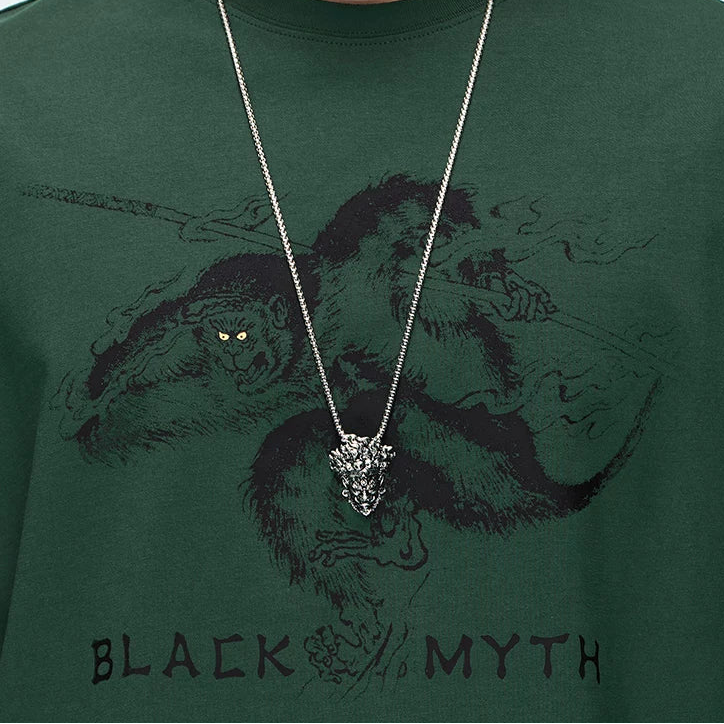 Black Myth: Wukong Nuo Mask & White Face Ring Necklace Set
