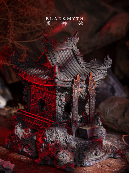 Black Myth: Wukong Flaming Mountains Land God Shrine incense burner roof and base close-up