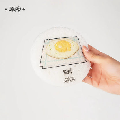Genshin Gourmet Supremos cookbook fried egg dishwashing cloth held in hand