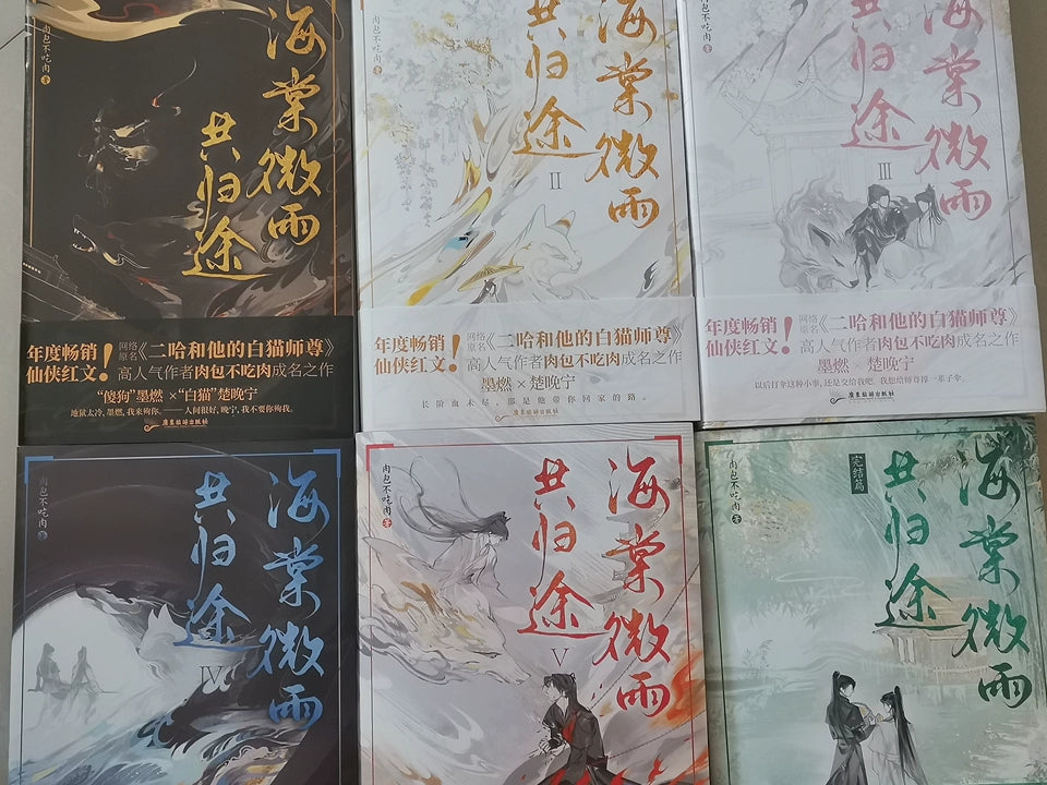 The Husky and His White Cat Shizun novels six volume covers arranged in rows
