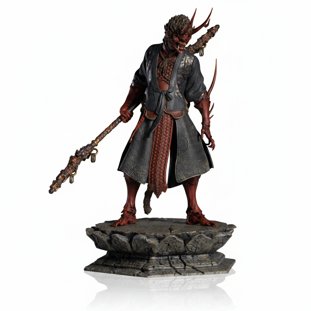 Black Myth: Wukong Destined One and Yaksha King 1/12 figure Destined One on round stone base, white background