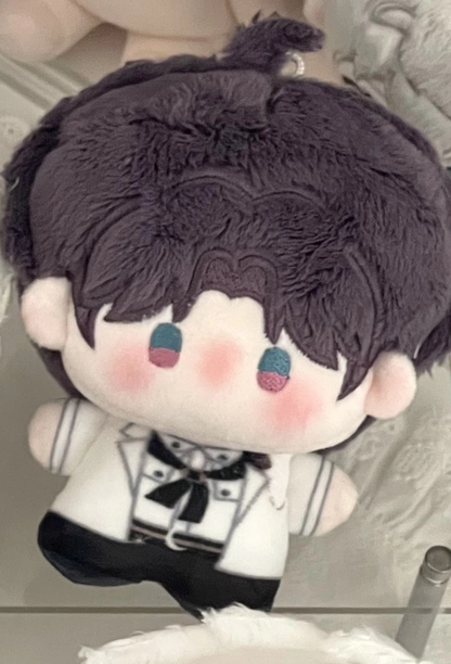 Love and Deepspace Birthday plush charm purple hair doll close-up