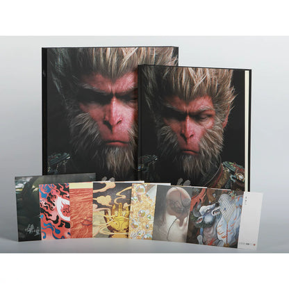 Black Myth Wukong score book two cover views with six illustrated postcards