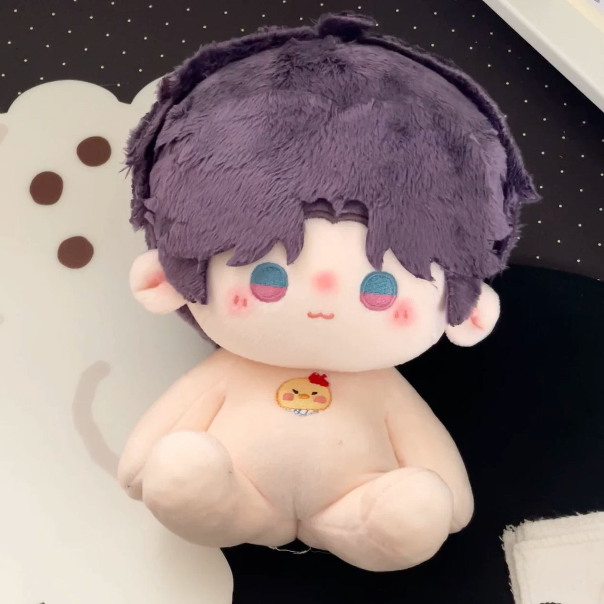 Love and Deepspace Hairpiece Skeleton plush doll purple hair nude body sitting