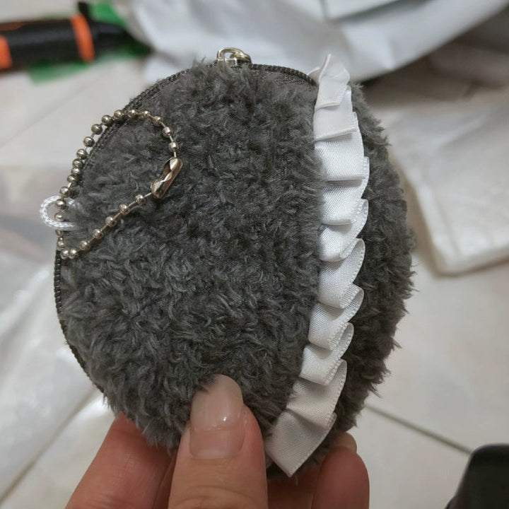 Love and Deepspace Character Earbud Coin Pouch dark gray coal hanging on bag