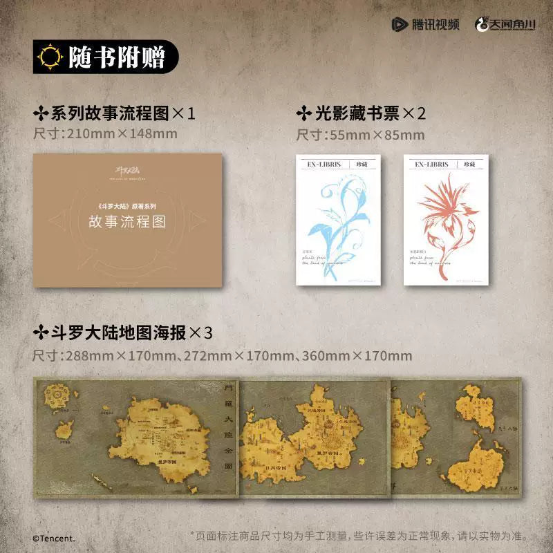 Douluo Universe complete guide hardcover book bonus items overview with maps and cards