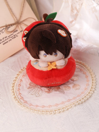 Love and Deepspace hug sandwich plush doll brown hair in red apple bun