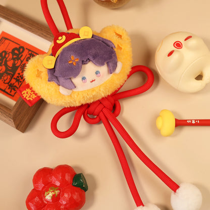 Love and Deepspace lucky fortune plush charm purple hair in gold ingot with hat