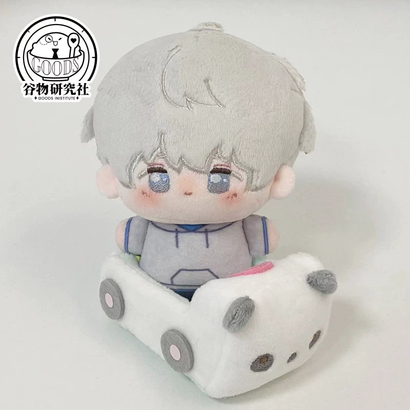 Love and Deepspace Xavier starfish plush doll sitting on a white toy car