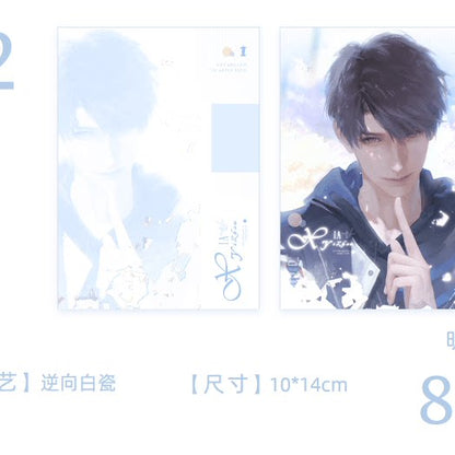 Love and Deepspace Caleb Lingering Affection card set design preview in blue and white