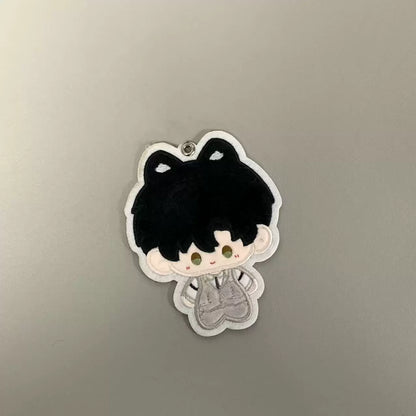 Fan-made Zayne embroidered plush charm with black cat-ear design