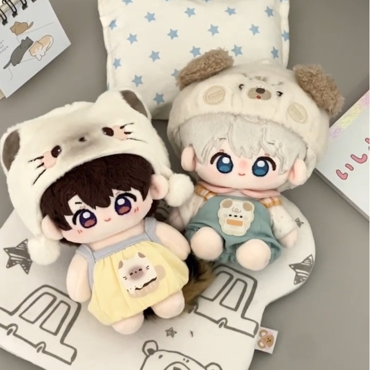 Love and Deepspace magnetic tail plush dolls wearing cat and bear hoods