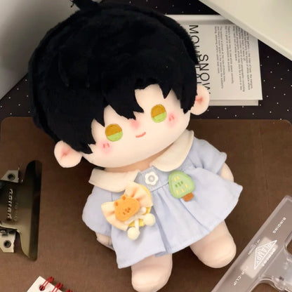 Love and Deepspace Hairpiece Skeleton plush doll black hair in blue dress