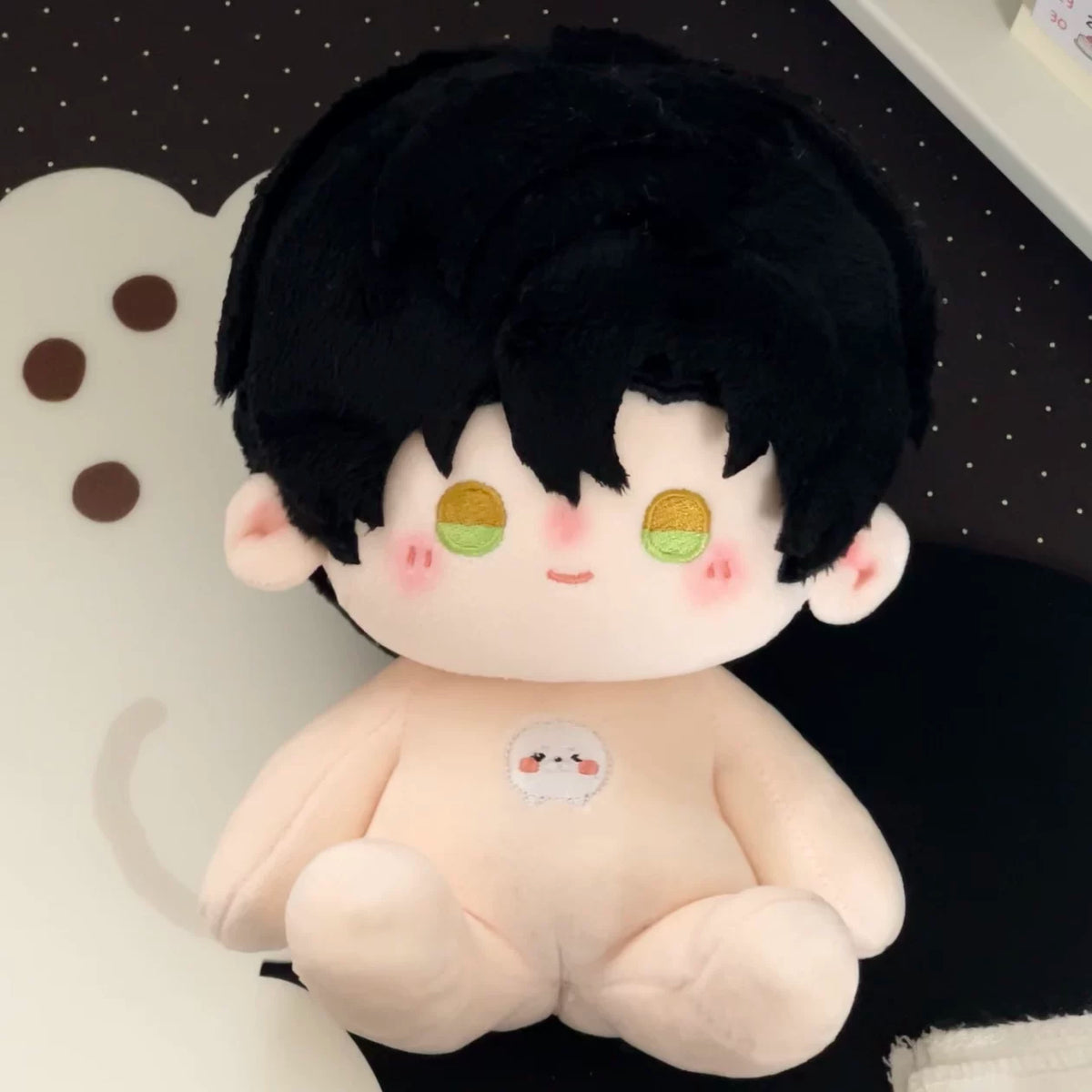 Love and Deepspace Hairpiece Skeleton plush doll black hair nude body sitting