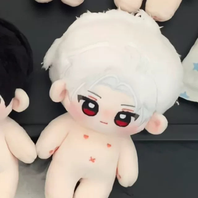 Love and Deepspace bare plush doll white hair and red eyes with tiny bear