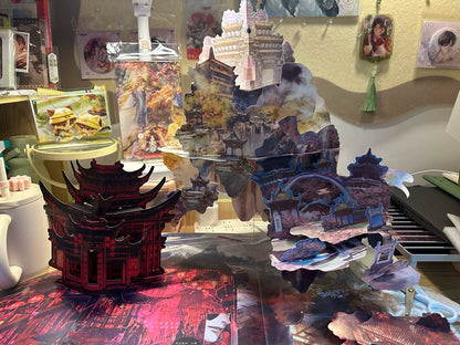 TGCF pop-up book several completed pop-up models together