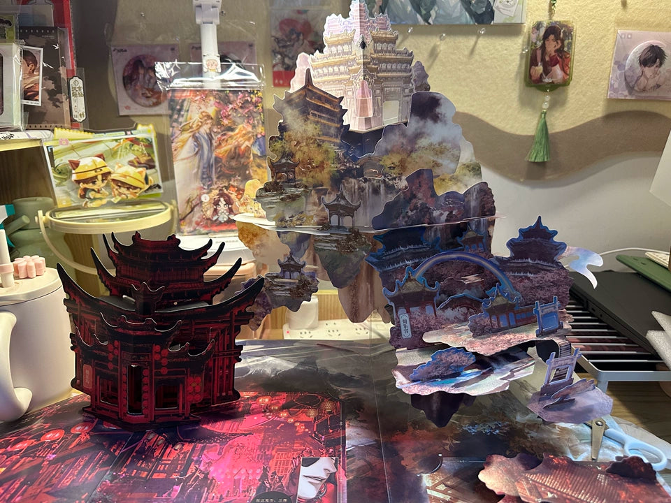 TGCF pop-up book several completed pop-up models together