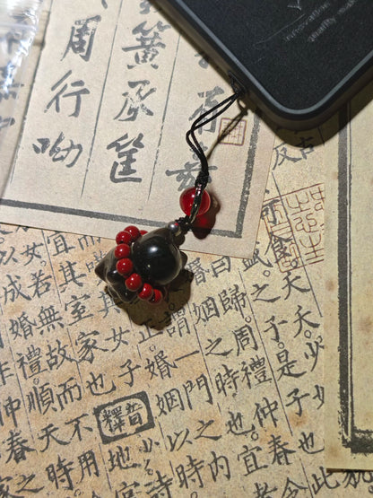 Original von 三更天猫猫长老, Silberobsidian-Zinnober-Anhänger für Handys, Yan Yun 16 Sounds Merchandise