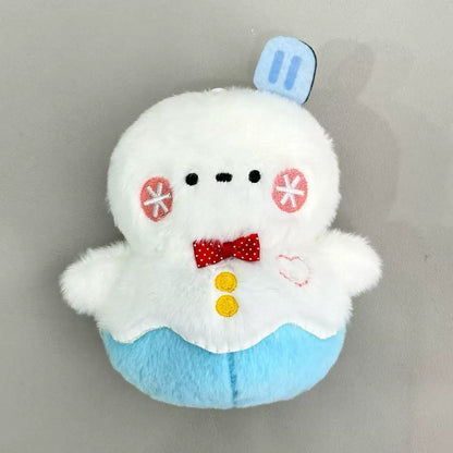 Love and Deepspace Four Mascot Series plush charm white chick with red bow tie angled view
