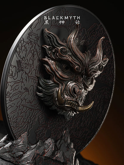 Black Myth: Wukong Bronze Monkey Mask half-scale collectible angled side view