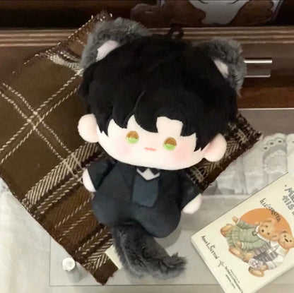 Love and Deepspace cat card plush charm black-haired cat in black suit