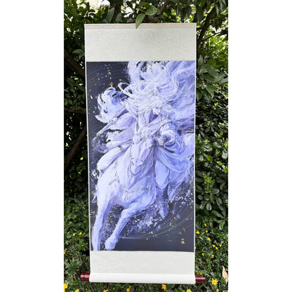 Love and Deepspace Xavier silk scroll wall art blue horse hanging on a tree