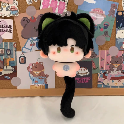 Love and Deepspace Animal-Ear plush doll black hair with green cat ears standing display