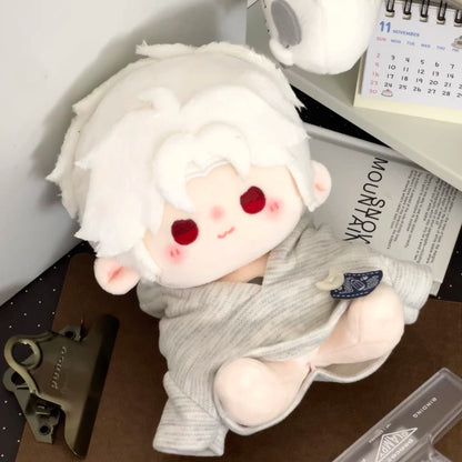 Love and Deepspace Hairpiece Skeleton plush doll white hair red eyes in gray outfit