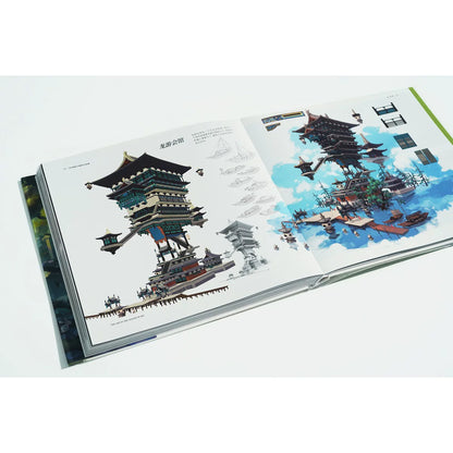 The Legend of Hei movie art setting book pavilion scene spread