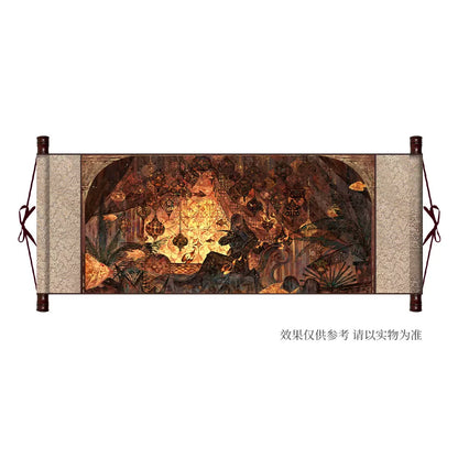 Love and Deepspace Rafayel silk scroll wall art gold colorway hanging preview