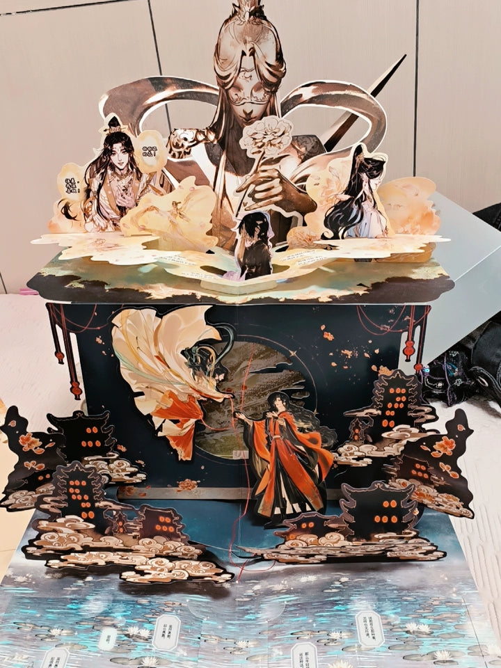 TGCF pop-up book divine statue and layered foreground